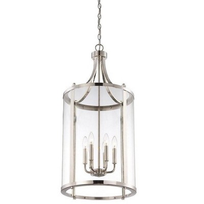 Penrose 6-Light Foyer Lantern in Satin Nickel with Clear Glass