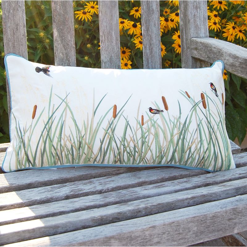 RightSide Designs Cattails & Red Winged Blackbird Indoor / Outdoor Throw Pillow, 4 of 6
