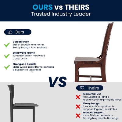 Traditional Walnut Wood Slat Back Dining Chair