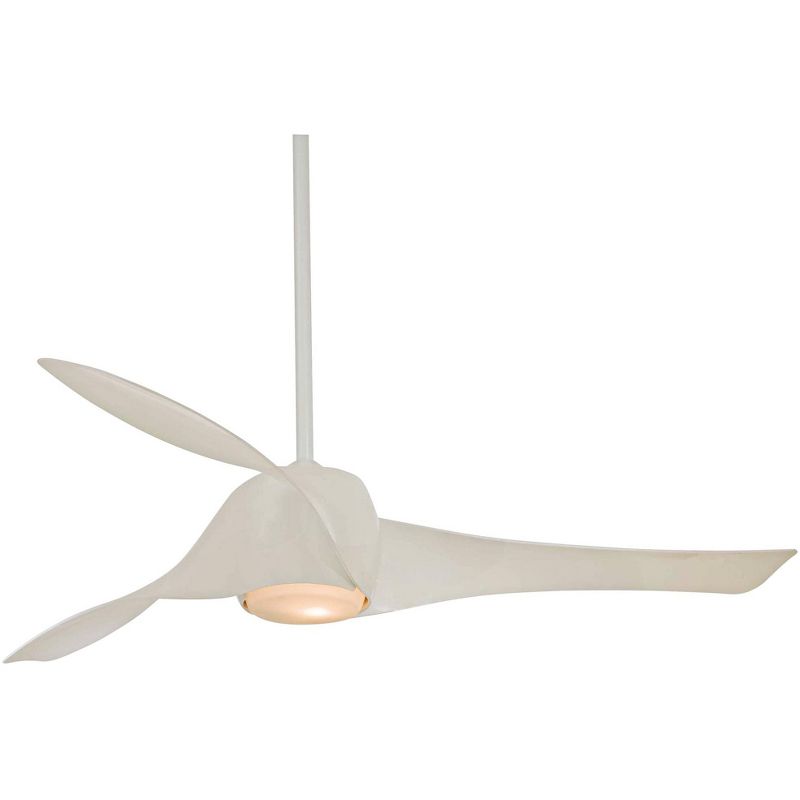 58" Minka Aire Modern Indoor Ceiling Fan with LED Light Gloss White Opal Glass Shade for Living Room Kitchen Bedroom Family Dining, 1 of 6