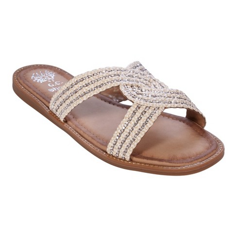 Gc Shoes Janell Gold 8.5 Knotted Woven Slide Flat Sandal : Target
