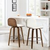 Bekrvio 26" Swivel Counter Height Bar Stools Set of 2 – Mid-Century Modern Upholstered PU Leather & Walnut Bentwood Legs, for Kitchen Island (White) - 2 of 4