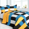 Slickblue Full/Queen Quilt Set, 100% TC Fabric Vermicelli Quilted Patchwork, Reversible, Multi Design & Color, 3pc - 2 of 4