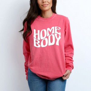 Simply Sage Market Women's Homebody Wavy Long Sleeve Garment Dyed Tee - 1 of 4
