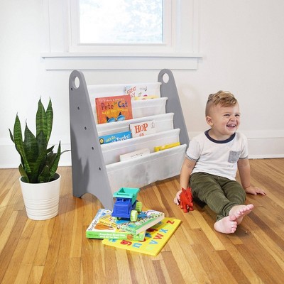 White and Gray Modern Sling Kids Bookshelf