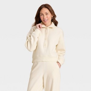 Women's Button-Front Pullover Sweatshirt - Universal Thread™ - 1 of 3