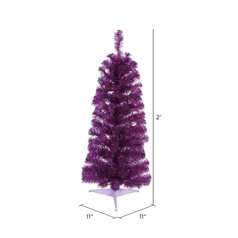 Vickerman Purple Pencil Artificial Christmas Tree, 3 of 4