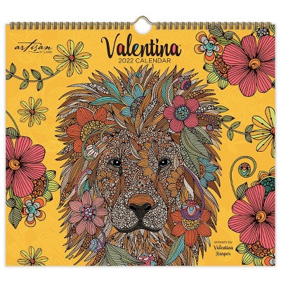 2022 Wall Calendar 12 Month Spiral 13.75"x12.4" Valentina - Artisan by Lang