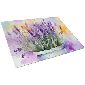 NEW Lavender in Watercolor Glass Cutting Board Decorative Tempered Glass Kitchen Cutting and Serving Board Large Size Chopping Board - 1 of 4
