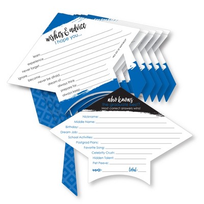Big Dot of Happiness Blue Grad - Best is Yet to Come - 2-in-1 Royal Blue Graduation Party Cards - Activity Duo Games - Set of 20