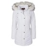Sportoli Women Longer Length Plush Lined Quilted Winter Puffer Coat Zip-Off Faux Fur Trim Hood - 3 of 4