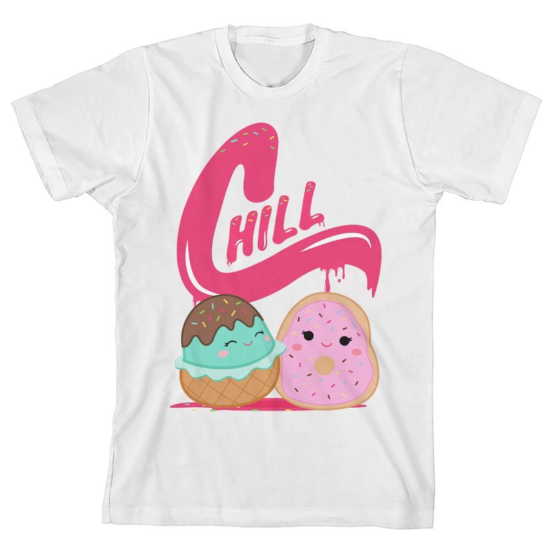 Squishmallows Chill Crew Neck Short Sleeve White Youth T-shirt, 1 of 4