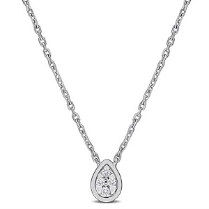 EVERLY JEWELRY | 14K White Gold Diamond Accent Teardrop Necklace, 17 inc - 1 of 4