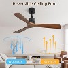 52 Inch Smart Ceiling Fan No Lights Outdoor Ceiling Fans 3 Wood Blades Propeller Farmhouse Ceiling Fan DC Ceiling Fan with Remote/APP/Alexa Control - 4 of 4