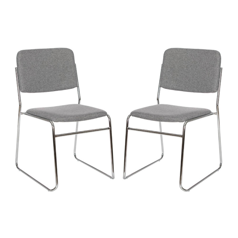 2pk Fabric Padded Signature Stack Chair Classic Gray - Hampden Furnishings: Armless, Twill Upholstery, No Assembly Required