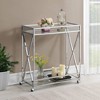 Breighton Home Oxford Chrome Glass Bar Cart with Shelf Glass/Chrome: Contemporary Style, Wheeled, Metal Frame - 4 of 4