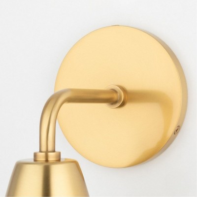 Elegant Aged Brass Metal Sconce with Dimmable LED Light
