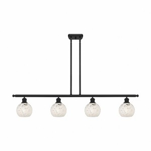White Mouchette - 4 Light Stem Hung Island In Modern Style-8.5 Inches Tall and 48 Inches Wide - 1 of 1