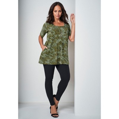 Jessica London Stretch Cotton Square Neck Tunic