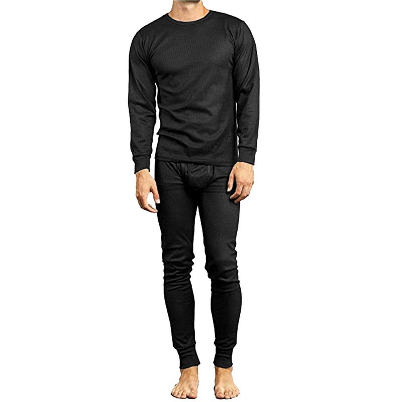 Galaxy By Harvic 2-Piece Lightweight Thermal Set Of Both A Thermal Top And Bottom - Small, Black