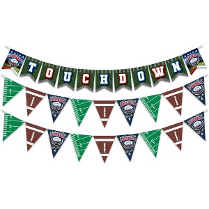 Treasures Gifted Football Banner & Pennants Kit - Football Birthday Party Supplies - 1 of 1