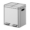 Gal Dual Compartment Step Trash Can, Stainless Steel w/ Soft-Close Lid & Removable Buckets, Hands-Free Kitchen/Office Bin - 2 of 4