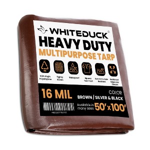 WHITE DUCK 8 oz Poly Tarpaulin Heavy-Duty Waterproof All-Weather Tarp for Construction, Farm, Commercial or Outdoor Use with Brass Eyelets - 1 of 4