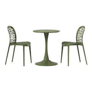 WestinTrends Playa 3-Piece Outdoor Indoor Metal Patio Dining Table Set With Stackable Polypropylene Patio Side Chairs - 1 of 4