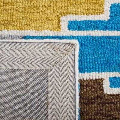 Blue and Ivory Hand-Tufted Wool Geometric 8' x 10' Area Rug