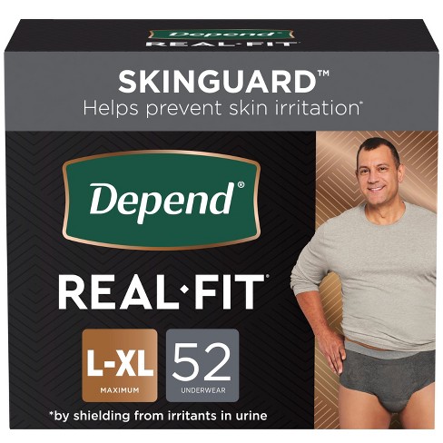 Depend Real Fit Incontinence Underwear For Men - Maximum Absorbency - L/xl  - Black - 52ct : Target