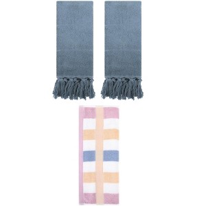 REGALWOVEN 3 Packs Cotton Absorbent Soft Decorative Bathroom Hand Towel Set - 1 of 4