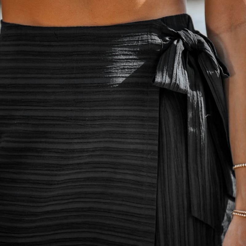 Women's Black Overlay Side Tie Skort Shorts - Cupshe, 3 of 6