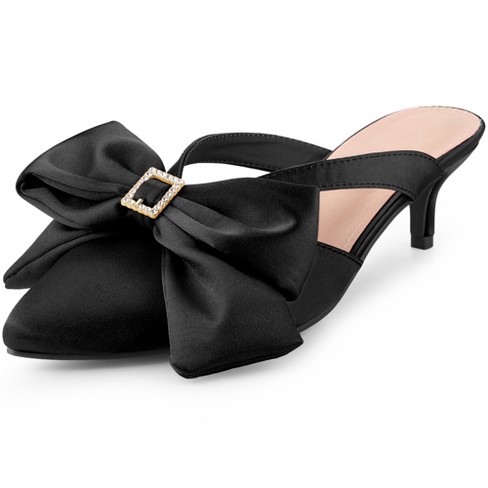 Satin mules shop with kitten heels