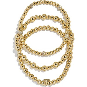 3-Piece Gold Plated Initial Bead Bracelet Set, Personalized Trendy Jewelry Gift for Women - 1 of 4