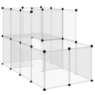 vidaXL Small Animal Cage DIY Small Animal House Rabbit Hutch PP and Steel - Transparent