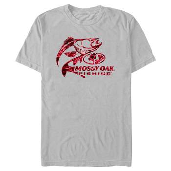 Men's Mossy Oak Swordfish Red Logo Graphic Tee Silver x Large, Size: XL