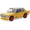 Datsun 510 "OG Beer" Yellow with Checkered Top "Hobby64" Series 1/64 Diecast Model Car by Tarmac Works - 3 of 4