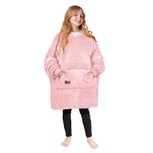 Tirrinia Girls Boys Blanket Hoodie Sweatshirt, Oversized Fleece Pullover, Hooded Fleece Lined Blanket, Christmas Gift for Kids Teens, Youth - 1 of 4