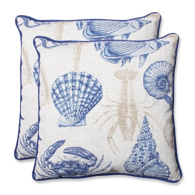 Pillow Perfect Outdoor Square Throw Pillow Set of 2 - Sealife