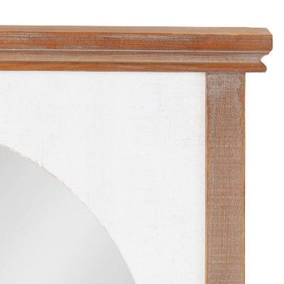 Rustic Brown and White Arched Wood Vanity Mirror