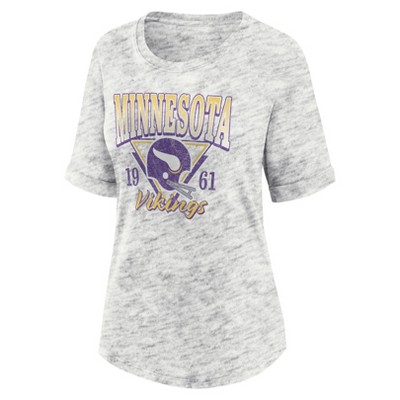 NFL Minnesota Vikings Women's Oatmeal Heather Rolled Sleeve T-Shirt
