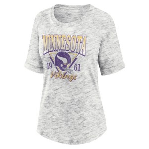 NFL Minnesota Vikings Women's Oatmeal Heather Rolled Sleeve T-Shirt - 1 of 3