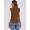 Allegra K Women's Fleece Contrast Color Button Down Sleeveless Fuzzy Jacket Vest with Pockets - 4 of 4