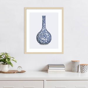 Amanti Art Flower Vase Blue by Fab Funky Wood Framed Wall Art Print - 1 of 4