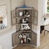 67" Tall Corner Storage Cabinet with Lights, Farmhouse Corner Hutch Display Cabinet with Glass Doors, Wooden Storage Organizer for Kitchen - 4 of 4