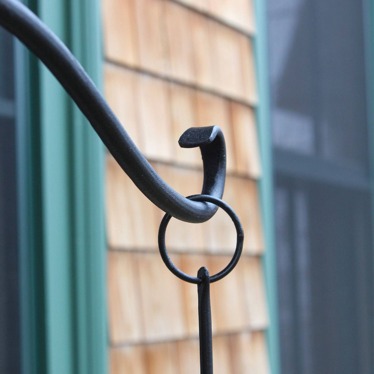 28.25" Wrought Iron Shepherd's Hook with Over Railing Bracket - Achla Designs: No Assembly, For Porch/Deck - thumbnail 4