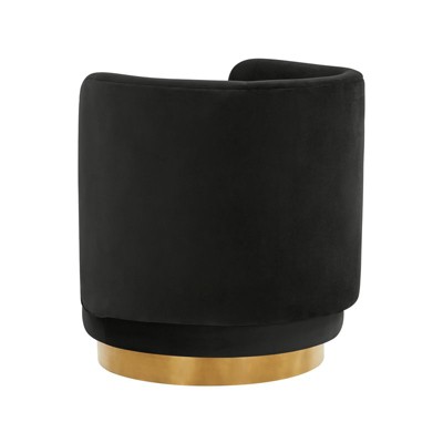 Black Velvet Swivel Accent Chair with Pine Frame