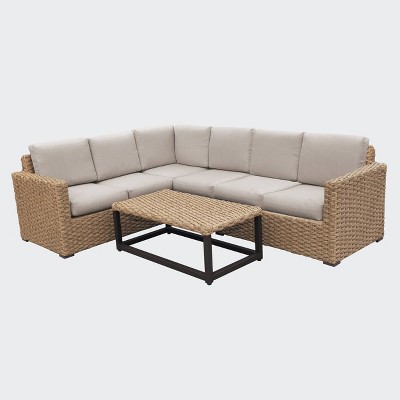 Avalon 5pc Outdoor Sectional with Sunbrella - Ash - Leisure Made