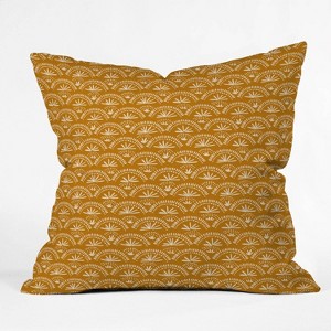 26"x26" Joy Laforme Morrocan Fan Square Throw Pillow Yellow - Deny Designs: Indoor Decorative Cushion, Removable Cover, Machine Washable - 1 of 4