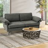 Costway Modern Loveseat Fabric 2-Seat Sofa Couch for Small Space w/ Metal Legs Blue\Rust Red - 2 of 4